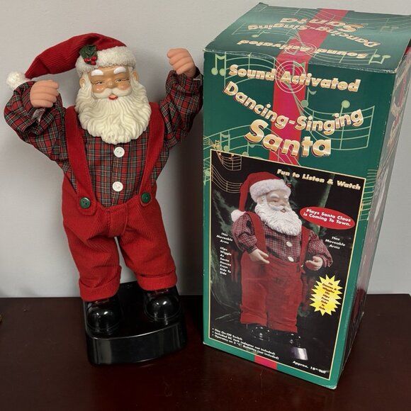 90s Animated Musical Dancing Singing Santa Claus Christmas Decoration Works 18” - Picture 10 of 16